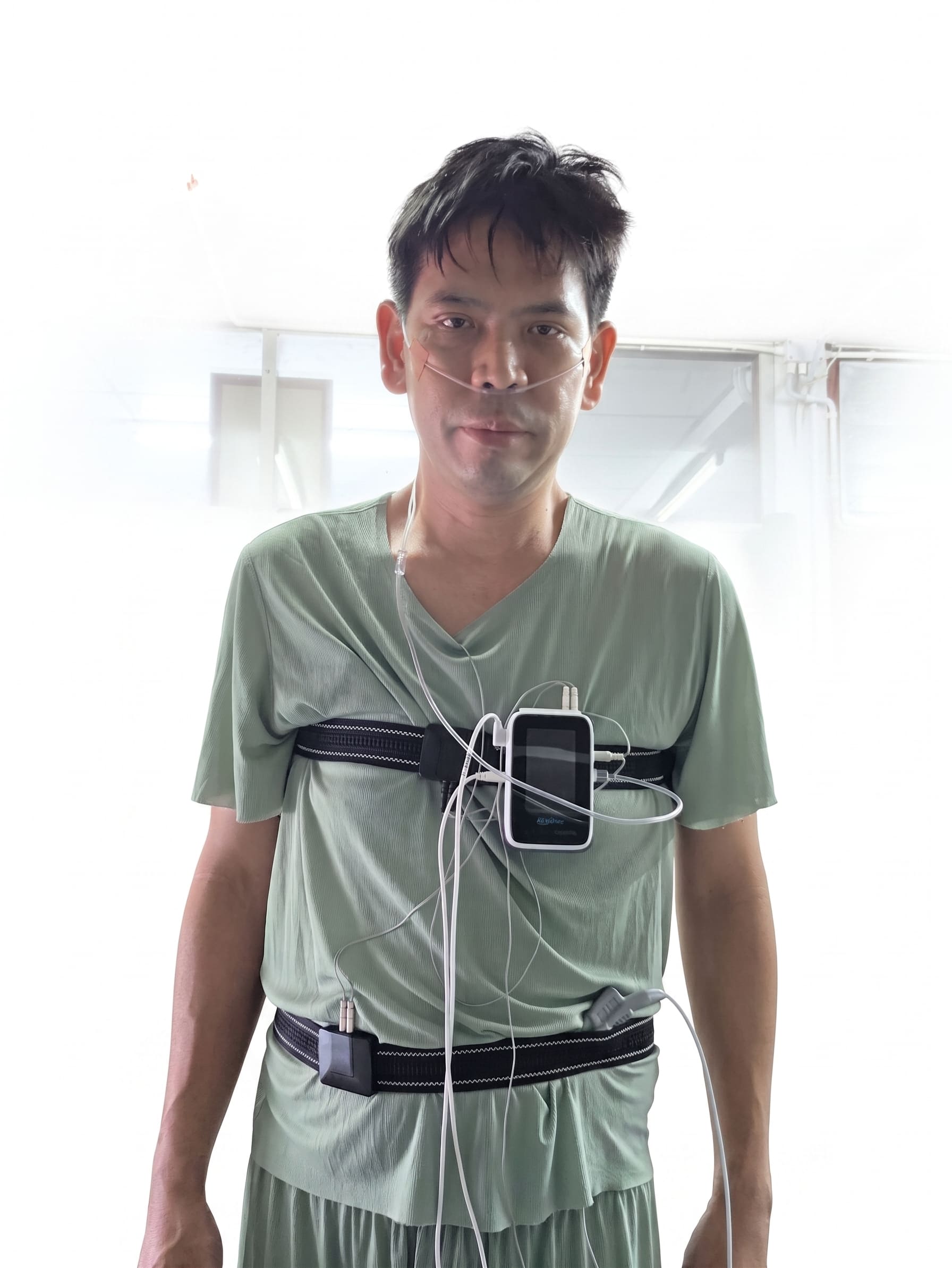 Type 3 sleep test device — portable monitor with chest strap and nasal cannula
